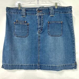 OLD NAVY 2000s Y2K Blue Denim Mini‎ Skirt Patch Pockets Women Plus 16 Retro Boho